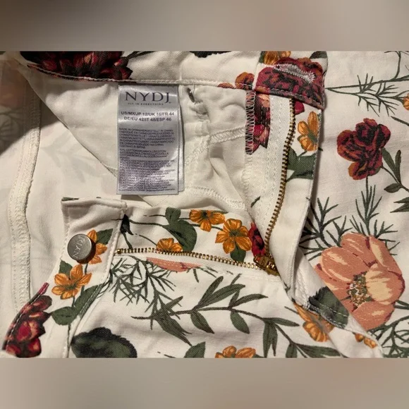 NYDJ Multicolor Floral Print Women’s Skinny Ankle Stretch Jeans Lift x Tuck Sz12 - Picture 5 of 6